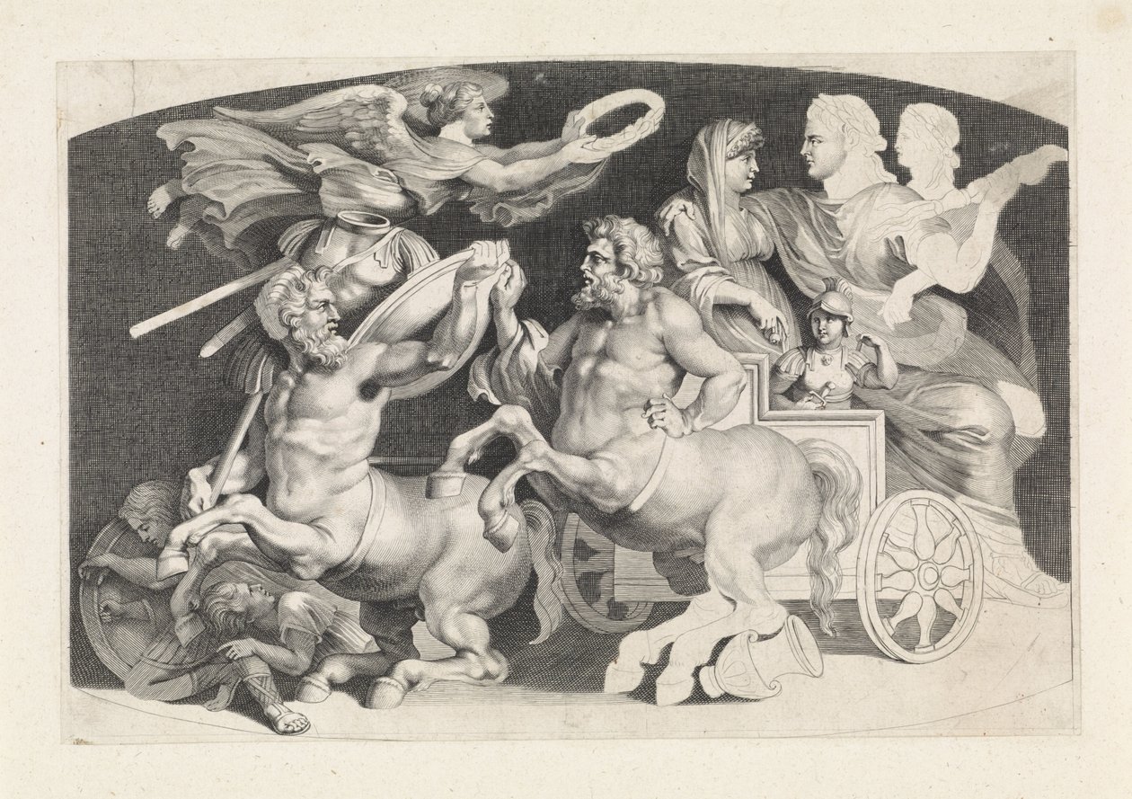 Camee met de triumph van Germanicus en Agrippina Forskellige figurer af gamle agater, designet af Pietro Paolo Rubenii (serietitel) af Paulus Pontius (attributed to)