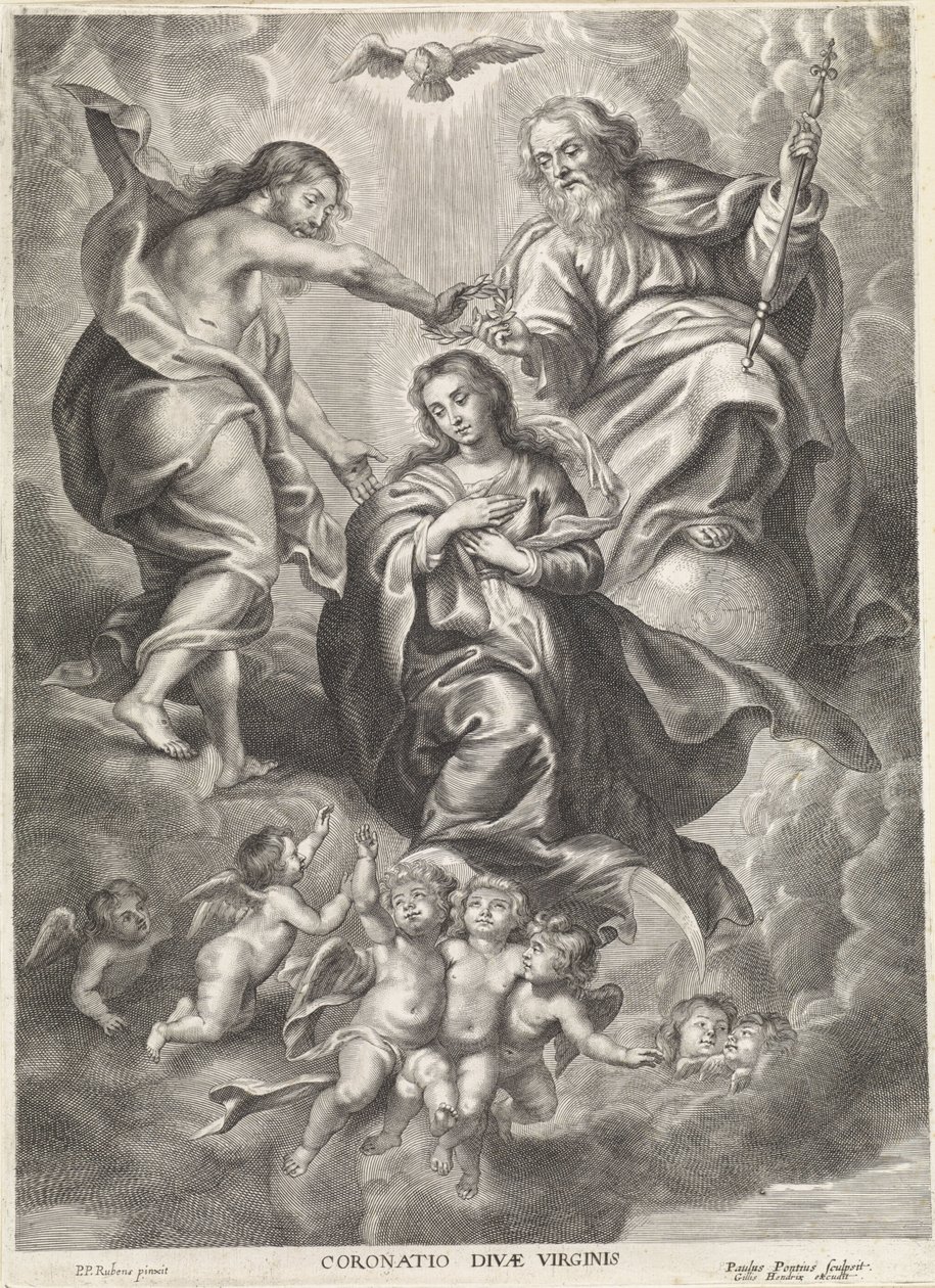 Kroning van Maria Kroning af den guddommelige jomfru (titel på objekt) af Paulus Pontius