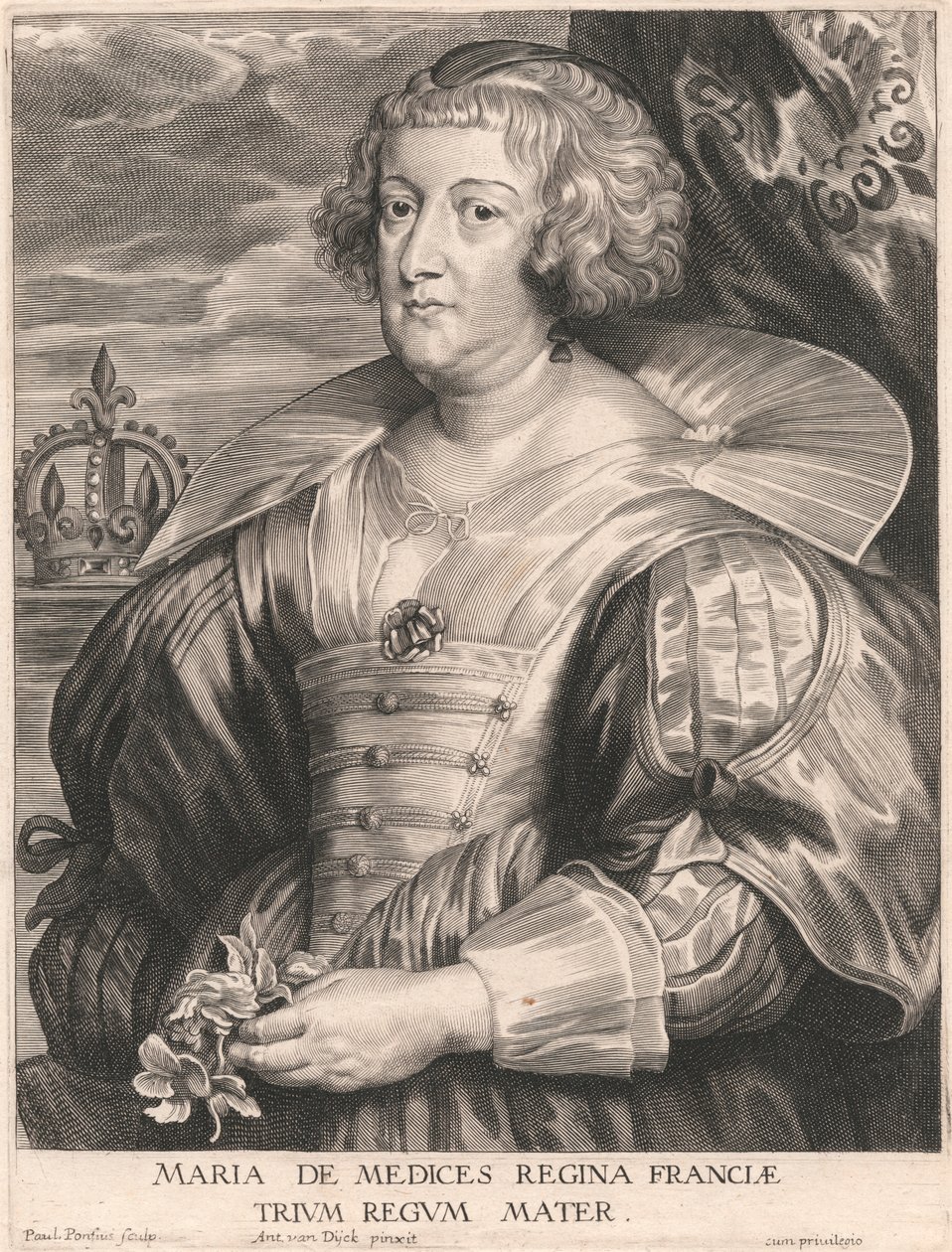 Marie de Medicis, dronning af Frankrig, mor til de tre konger af Paulus Pontius