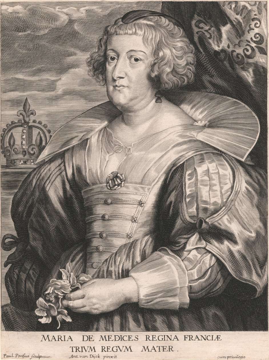 Marie de Medicis, dronning af Frankrig, mor til de tre konger af Paulus Pontius