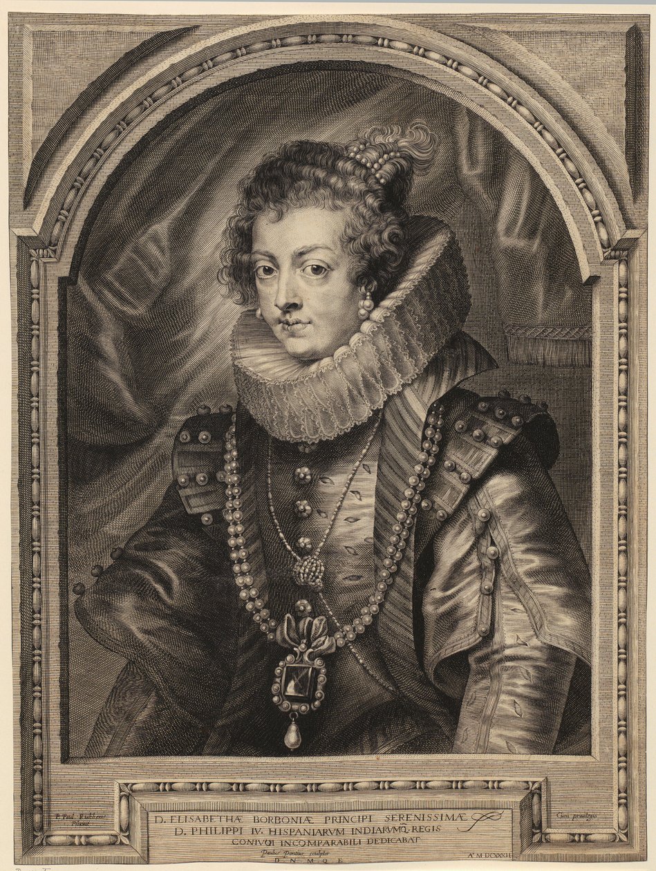 Portræt af dronning Elisabeth af Bourbon [Isabel de Borbón y Médicis] af Paulus Pontius