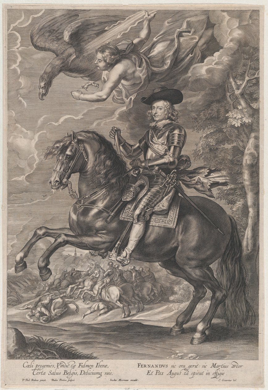 Portræt af Kardinal-Infante Ferdinand af Østrig, til hest, ca. 1640-53., ca. 1640-53. af Paulus Pontius
