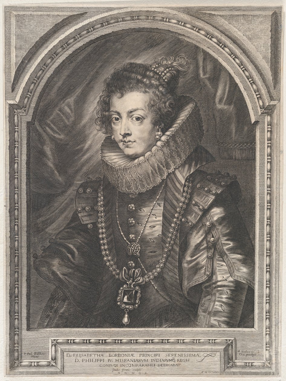 Portræt af Elisabeth af Bourbon, dronning af Spanien, 1632., 1632. af Paulus Pontius