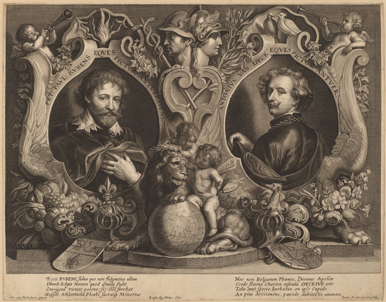 Rubens og van Dyck, et dobbeltportræt af Paulus Pontius, after Sir Anthony van Dyck and Erasmus Quellinus II