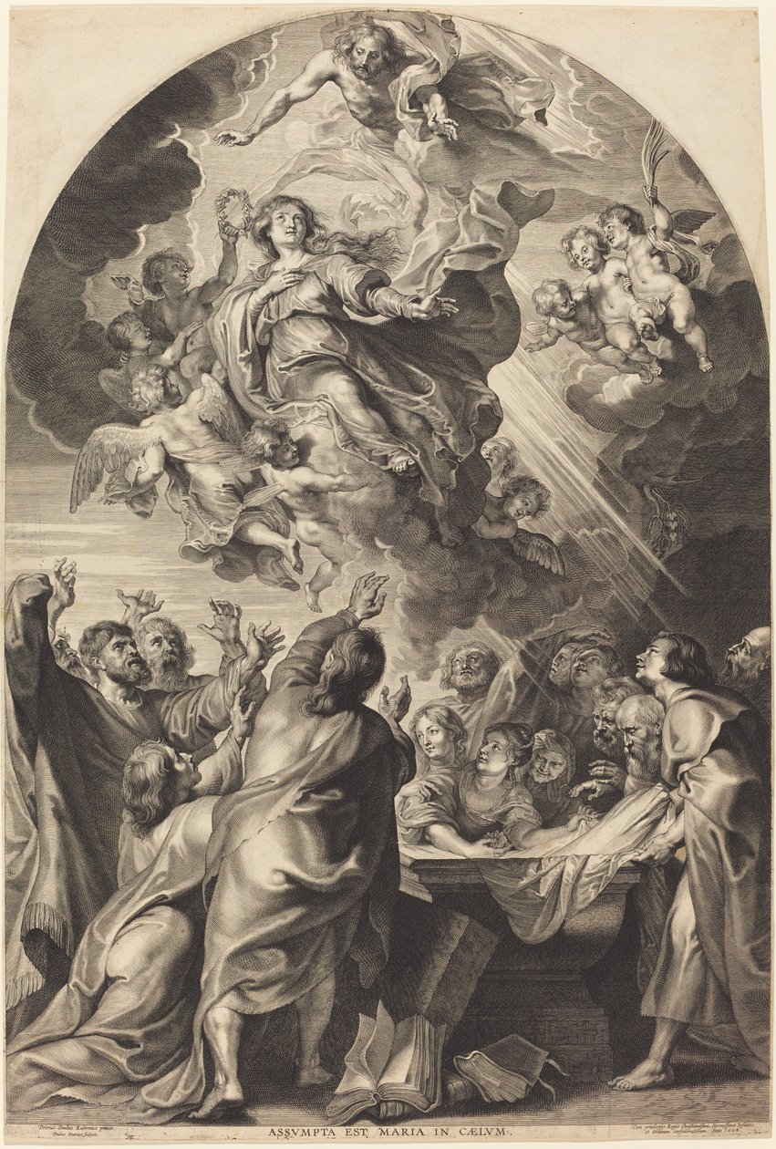 Jomfruens antagelse af Paulus Pontius, after Sir Peter Paul Rubens