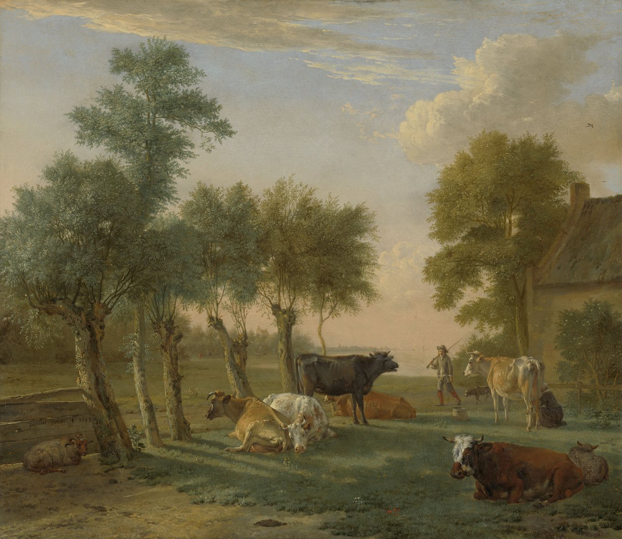 Køer på en eng nær en gård, 1653 af Paulus Potter