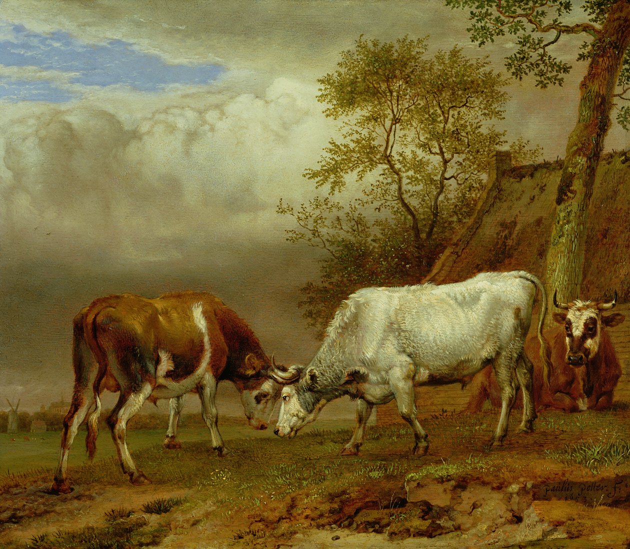 To tyre med låste horn, 1653 af Paulus Potter