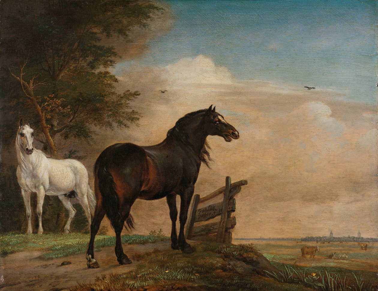 To Heste i en Eng nær en Port To Heste nær en Port i en Eng af Paulus Potter