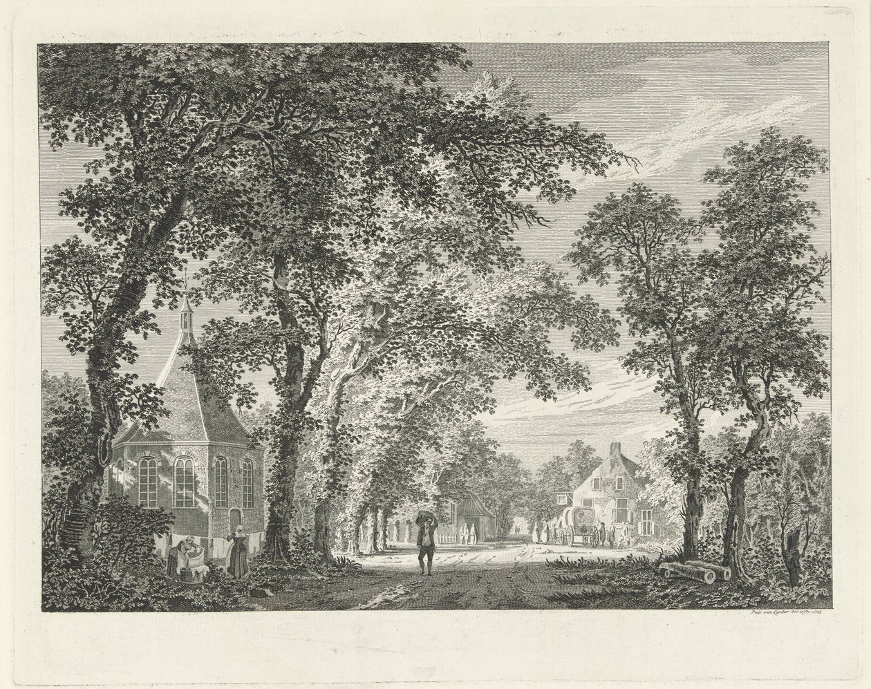 Udsigt over landsbyen i Driebergen, 1754 af Paulus van Liender