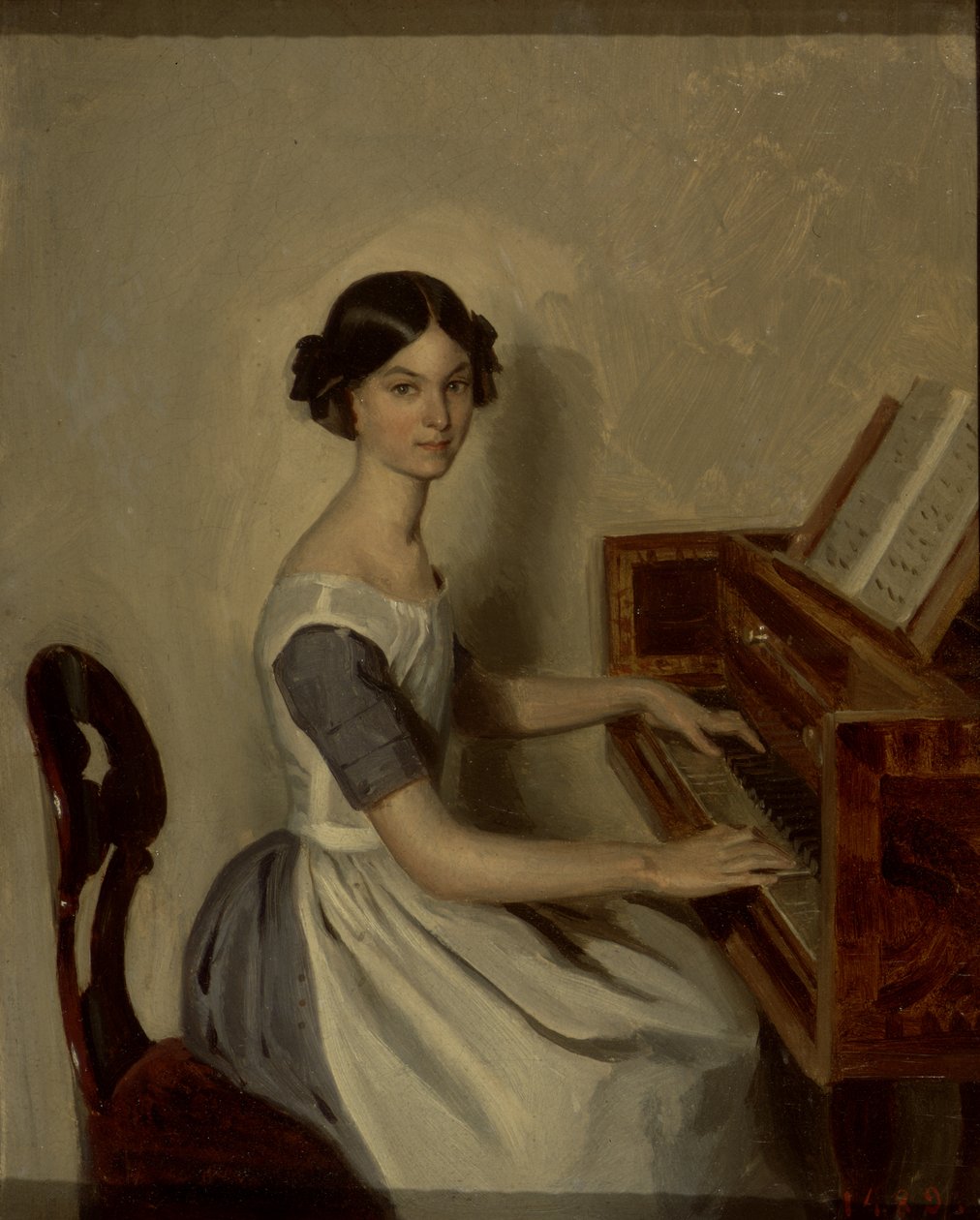 Portræt af Nadezhda P. Zhdanovich ved klaveret, 1849 af Pavel Andreevich Fedotov