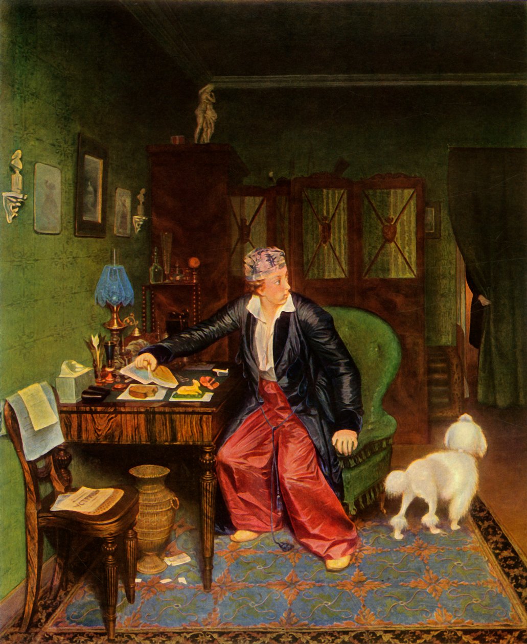 En aristokrat tager morgenmad eller silke på maven og intet indeni, 1849-1850, 1965. af Pavel Andreevich Fedotov