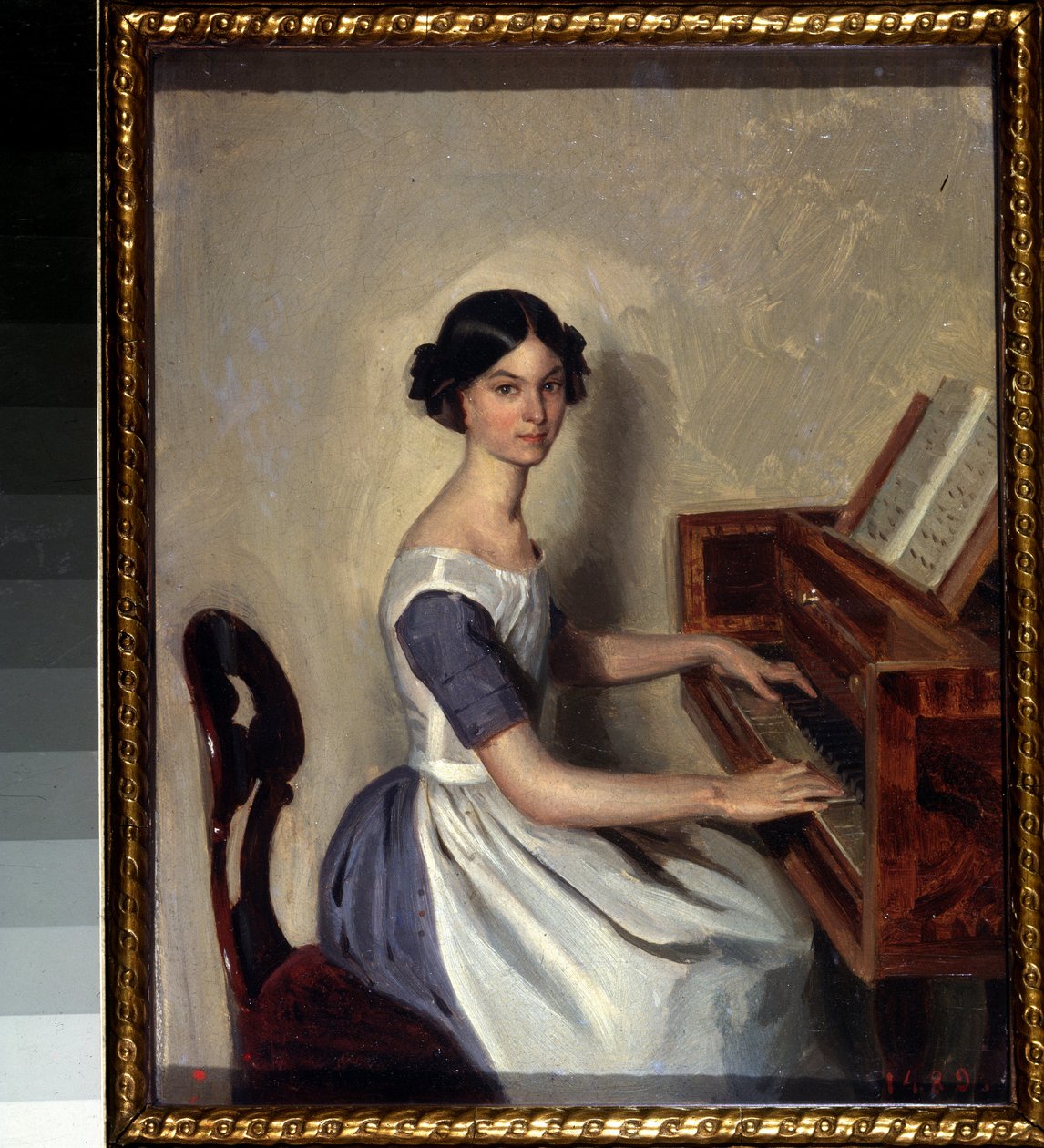 ""Portræt af Nadezhda Zhdanovich ved cembaloen"" Maleri af Pavel Andreevich Fedotov (1815-1852) 1849-1850 Statens Russiske Museum Sankt Petersborg af Pavel Andreevich Fedotov