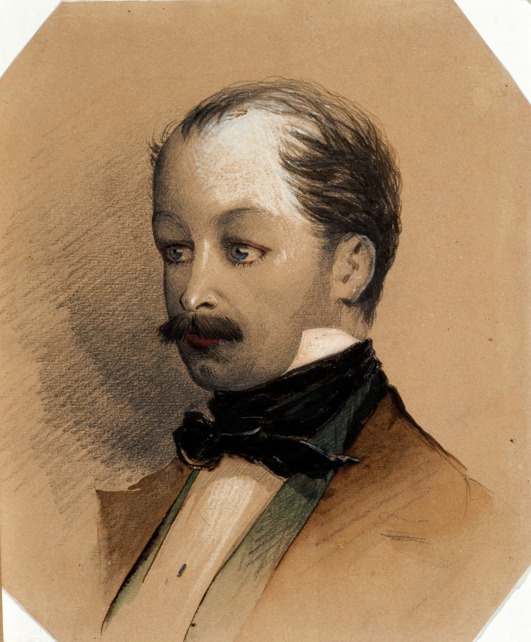 Portræt af Pavel Andreyevich Fedotov (1815-1852), peintre russe - Oeuvre de Alexander Yegorovich Baideman (1826-1869), vers 1852 - Portræt af maleren Pavel Andreyevich Fedotov (1815-1852) Akvarel og hvid farve på papir af Pavel Andreevich Fedotov