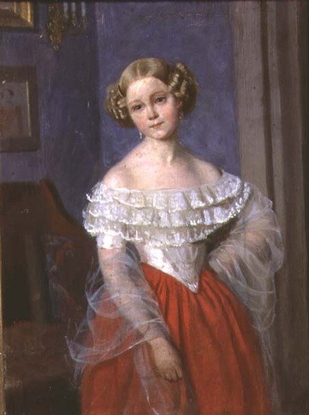 Portræt af Olga Ivanovna Demonkala (1840-c.1927) 1851 (olie på lærred) af Pavel Andreevich Fedotov