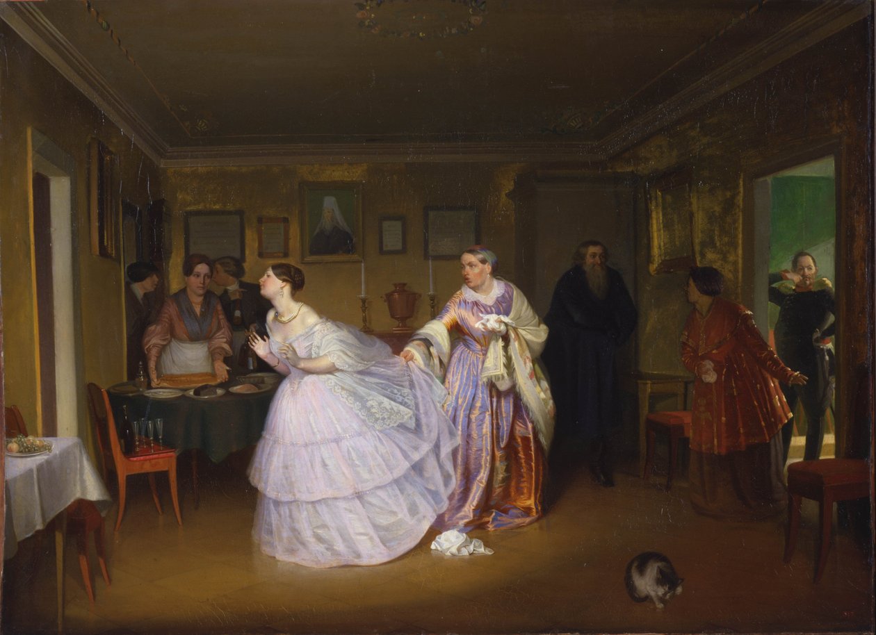 Majoren fremsætter et forslag (inspektion af en brud i et købmandshus) af Pavel Andreevich Fedotov