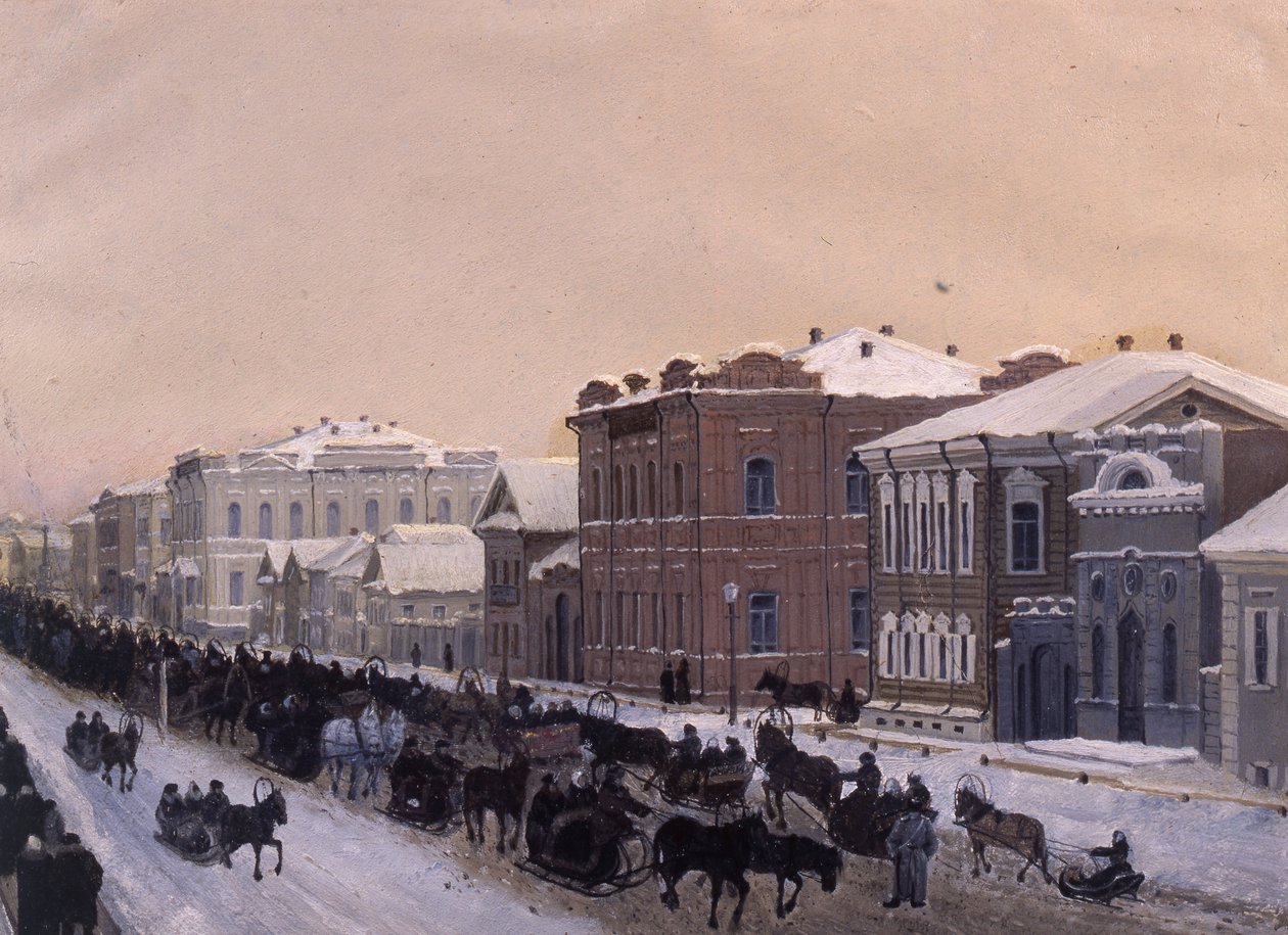 Tomsk, Magistratskaya Street under fastelavn i 1897, 1897. af Pavel Mikhaylovich Kosharov