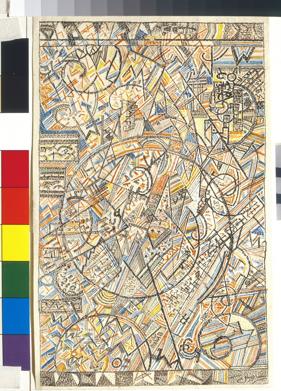 Universets formel - Værk af Pavel Nikolaievich Filonov (1883-1941), akvarel på papir af Pawel Nikolajewitsch Filonow
