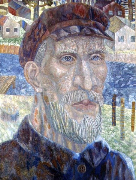 Kolkhoznik (medlem af en kollektiv farm) 1931 (olie på lærred) af Pawel Nikolajewitsch Filonow