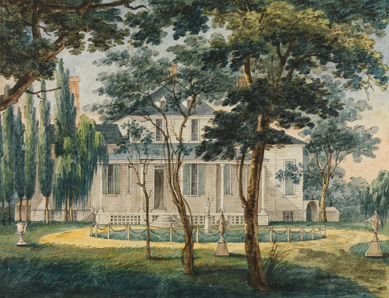 Et landsted, muligvis General Moreaus landsted i Morrisville..., 1811-ca. 1813. af Pavel Petrovic Svin