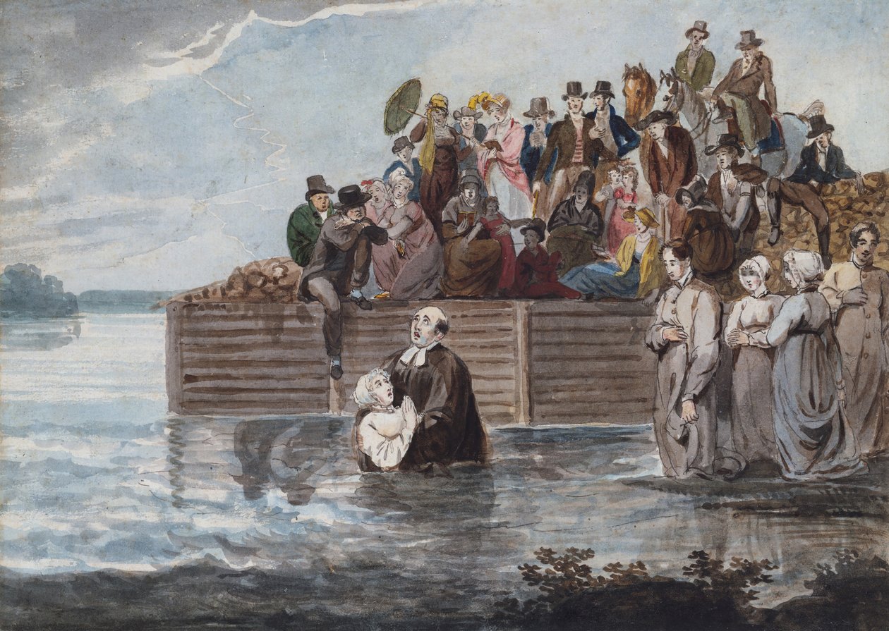 En anabaptistisk nedsænkning i Philadelphia under en storm, 1811-ca. 1813. af Pavel Petrovic Svin