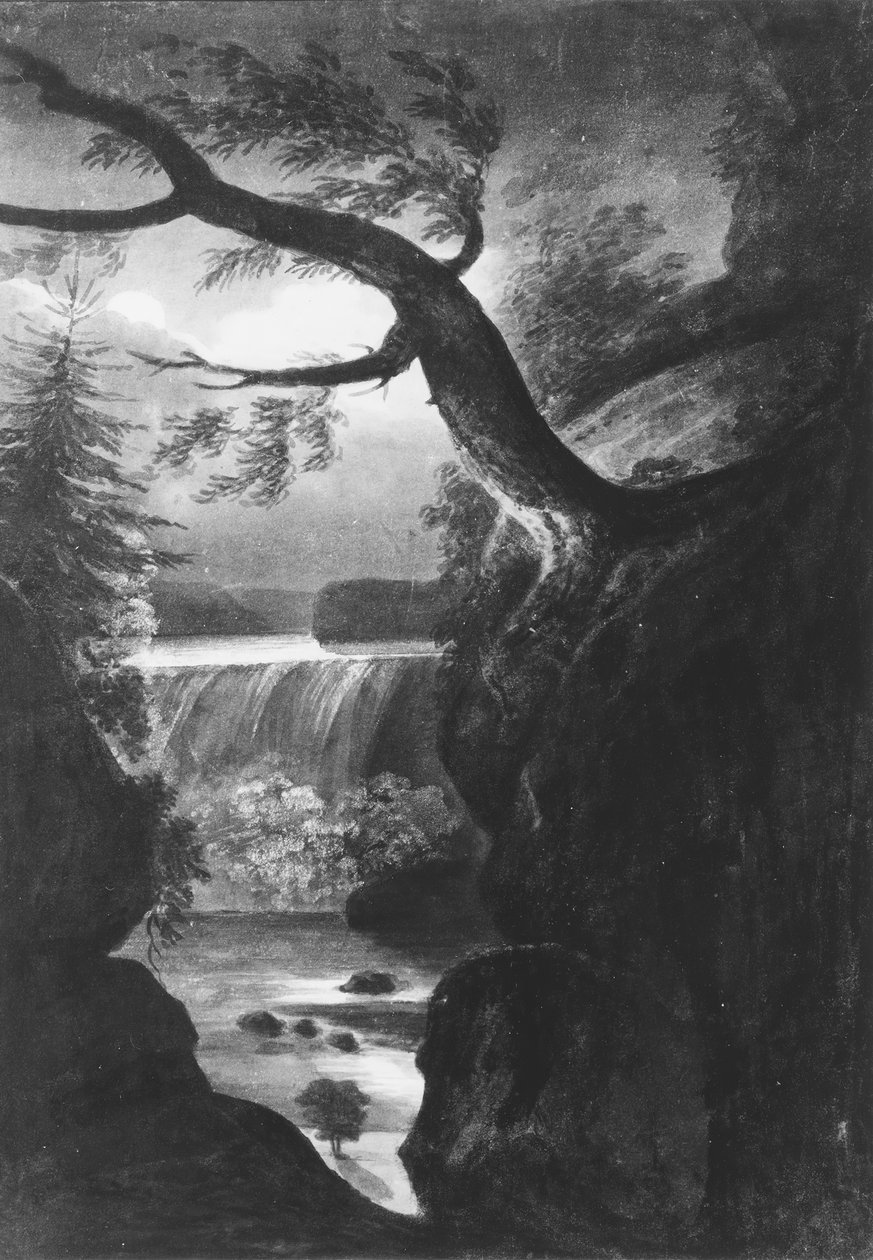 Niagara Falls—Canadian Side by Moonlight, 1811-ca. 1813. af Pavel Petrovic Svin