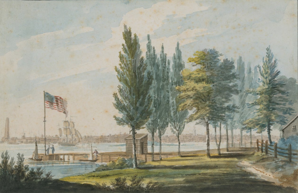 Philadelphia fra den anden side af Delaware-floden, 1811-ca. 1813. af Pavel Petrovic Svin