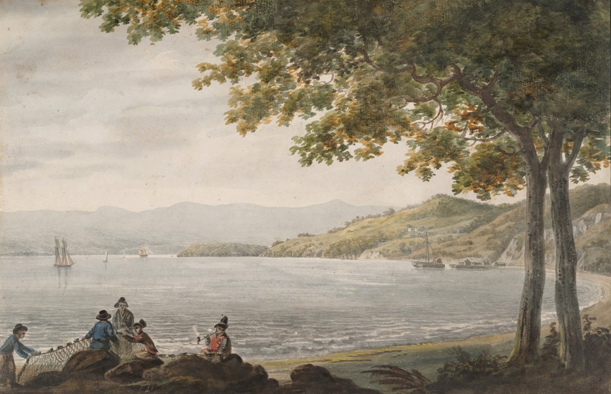 Shad Fishermen på kysten af Hudson River, 1811-ca. 1813. af Pavel Petrovic Svin