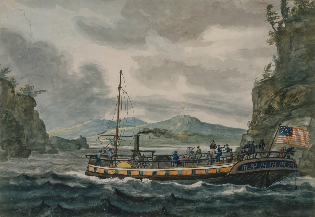 Steamboat Travel on the Hudson River, 1811-ca.1813. af Pavel Petrovic Svin