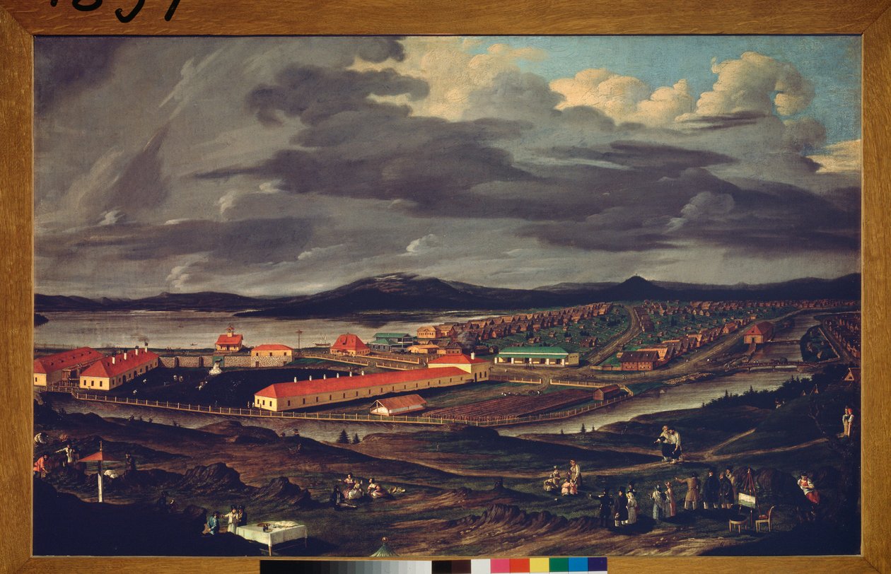 Oural, Demidoff stålværk (Ural, Demidov stålværk) - Maleri af Pavel Petrovich Vedenetsky (1766-1847), olie på lærred af Pavel Petrovich Vedenetsky