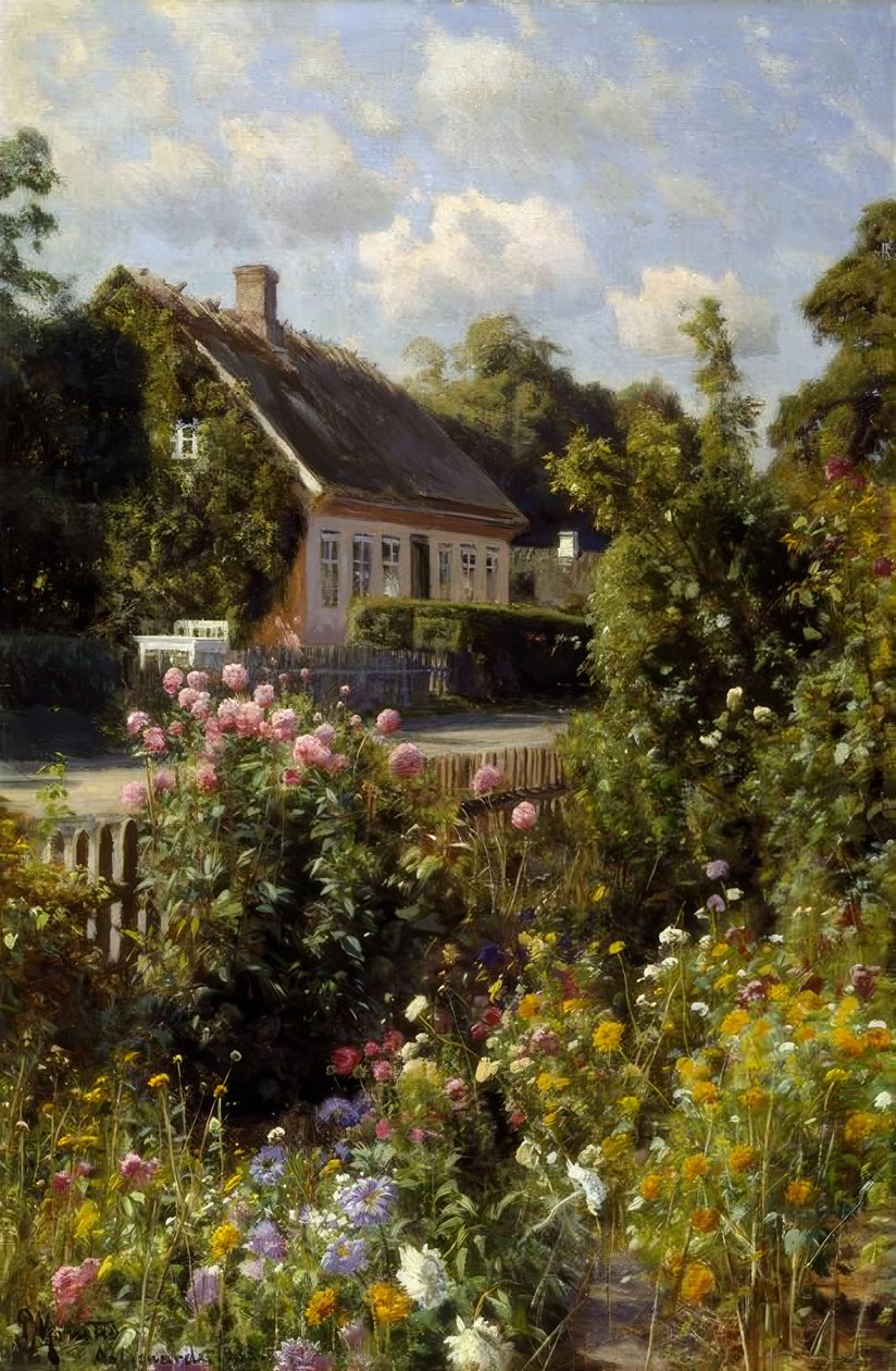 Blomstrende forhave af Peder Monsted