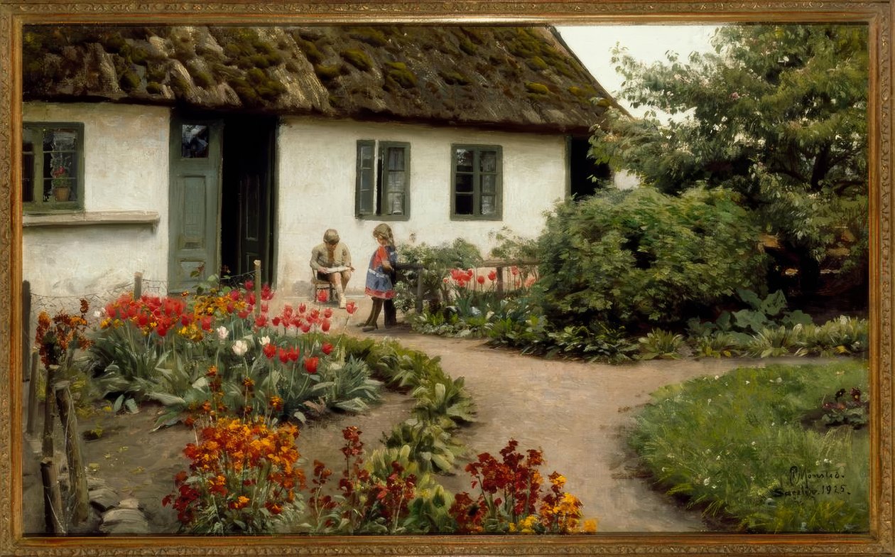 Læsetime i blomsterhaven af Peder Monsted