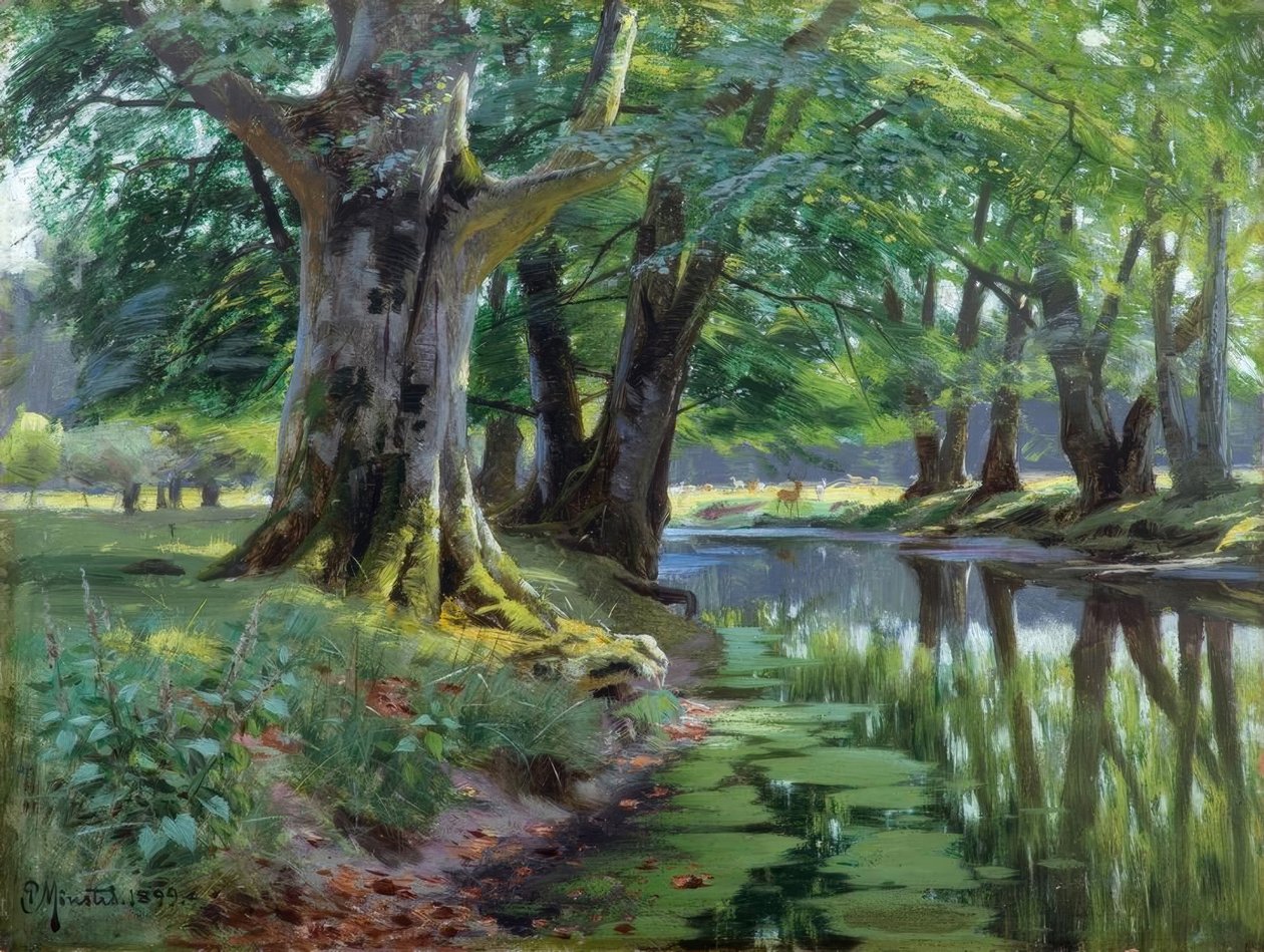 P.Mönsted, sommer på skovstrømmen af Peder Monsted