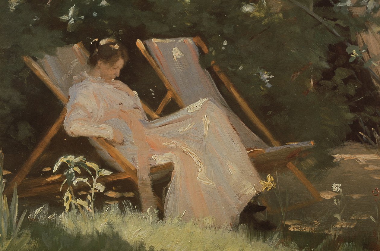 Kunstnerens kone siddende i en havestol ved Skagen, 1893 af Peder Severin Krøyer