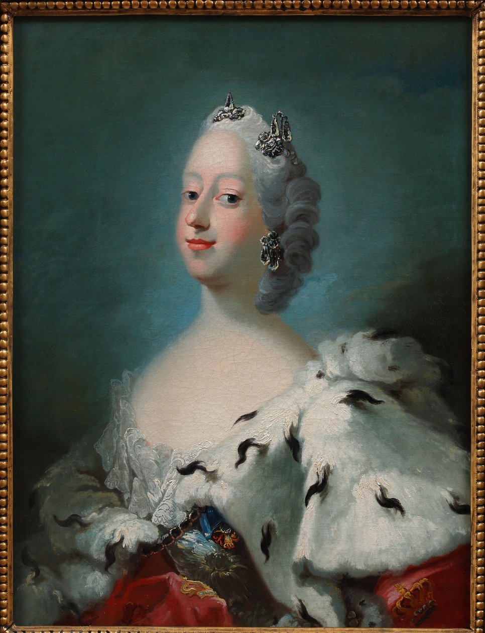 ""Portræt af Louise af Storbritannien, Dronning af Danmark (1724-1751)"" Maleri af Peder Als (1726-1776) ca. 1750 David-samlingen af Peder Als