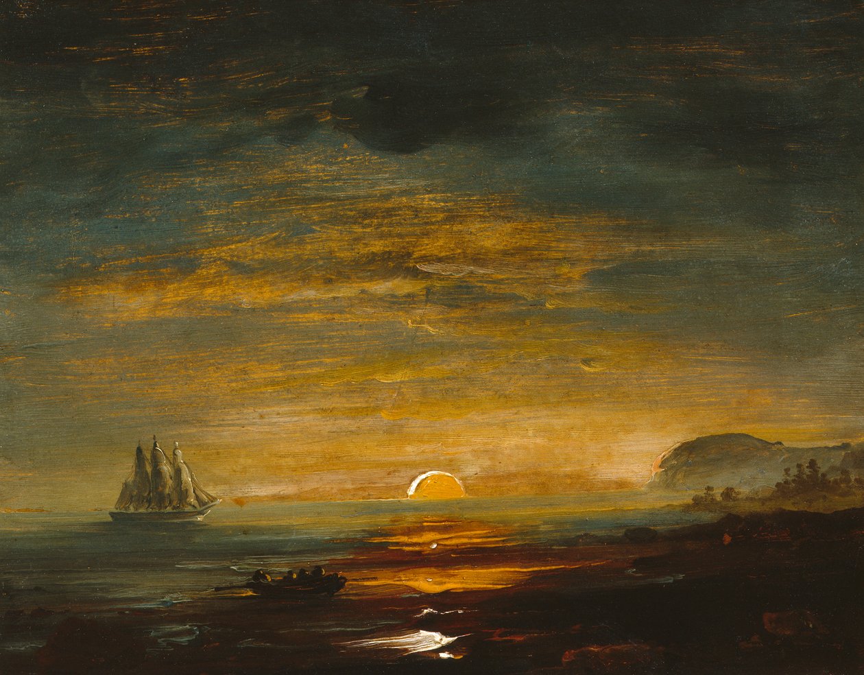 Kystlandskab med solnedgang af Peder Balke