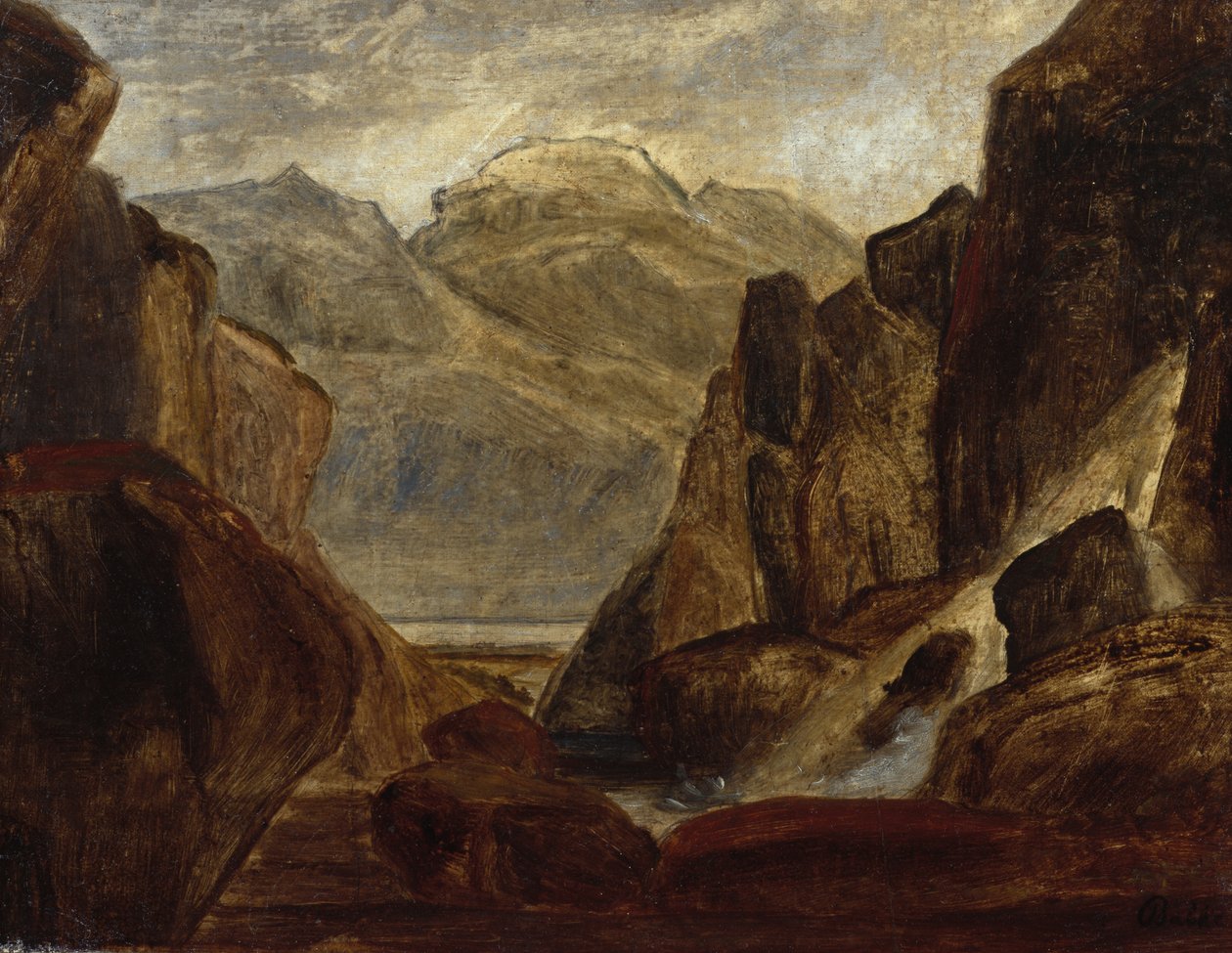 Fjordlandskab med vandfald (olie på lærred) af Peder Balke