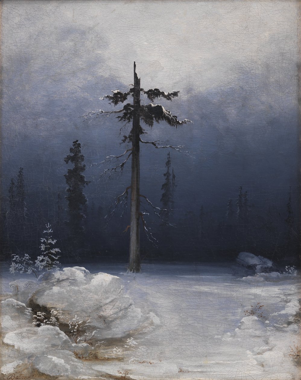Træ i en vinterskov af Peder Balke