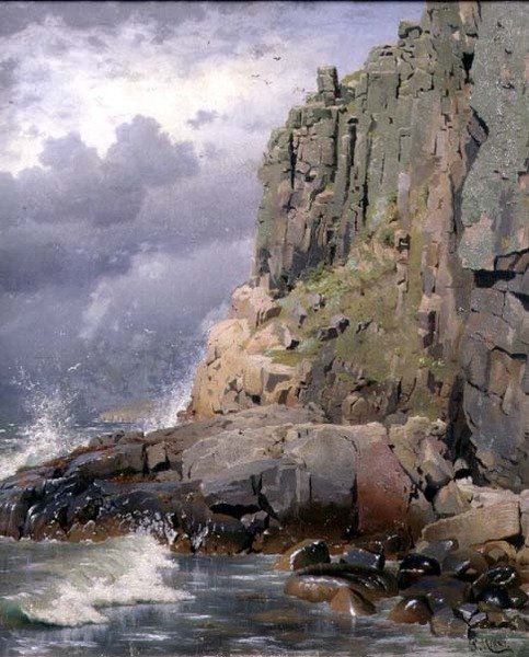 Kystlandskab med klipper af Peder Monsted