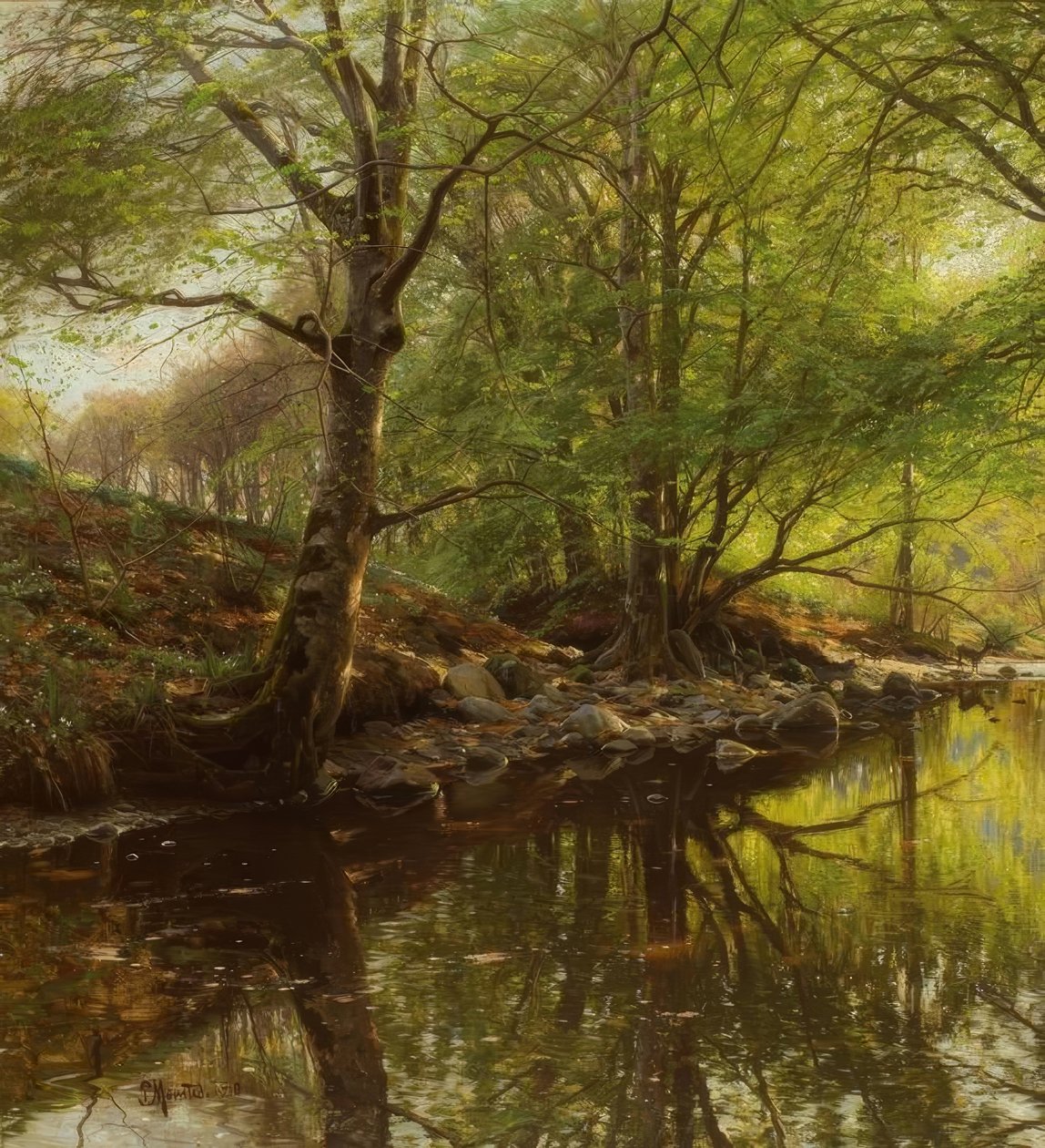 P.Mönsted, Waldbach i foråret af Peder Monsted