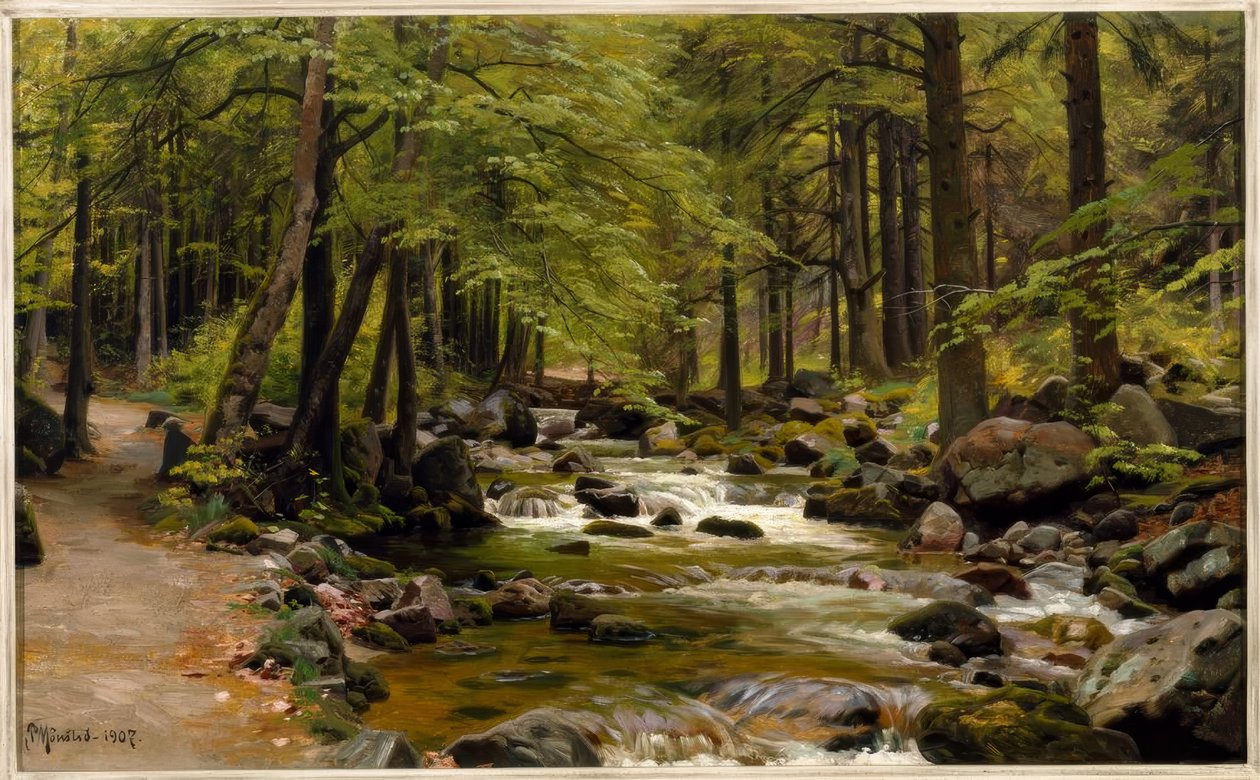 Skovstrøm om foråret af Peder Monsted
