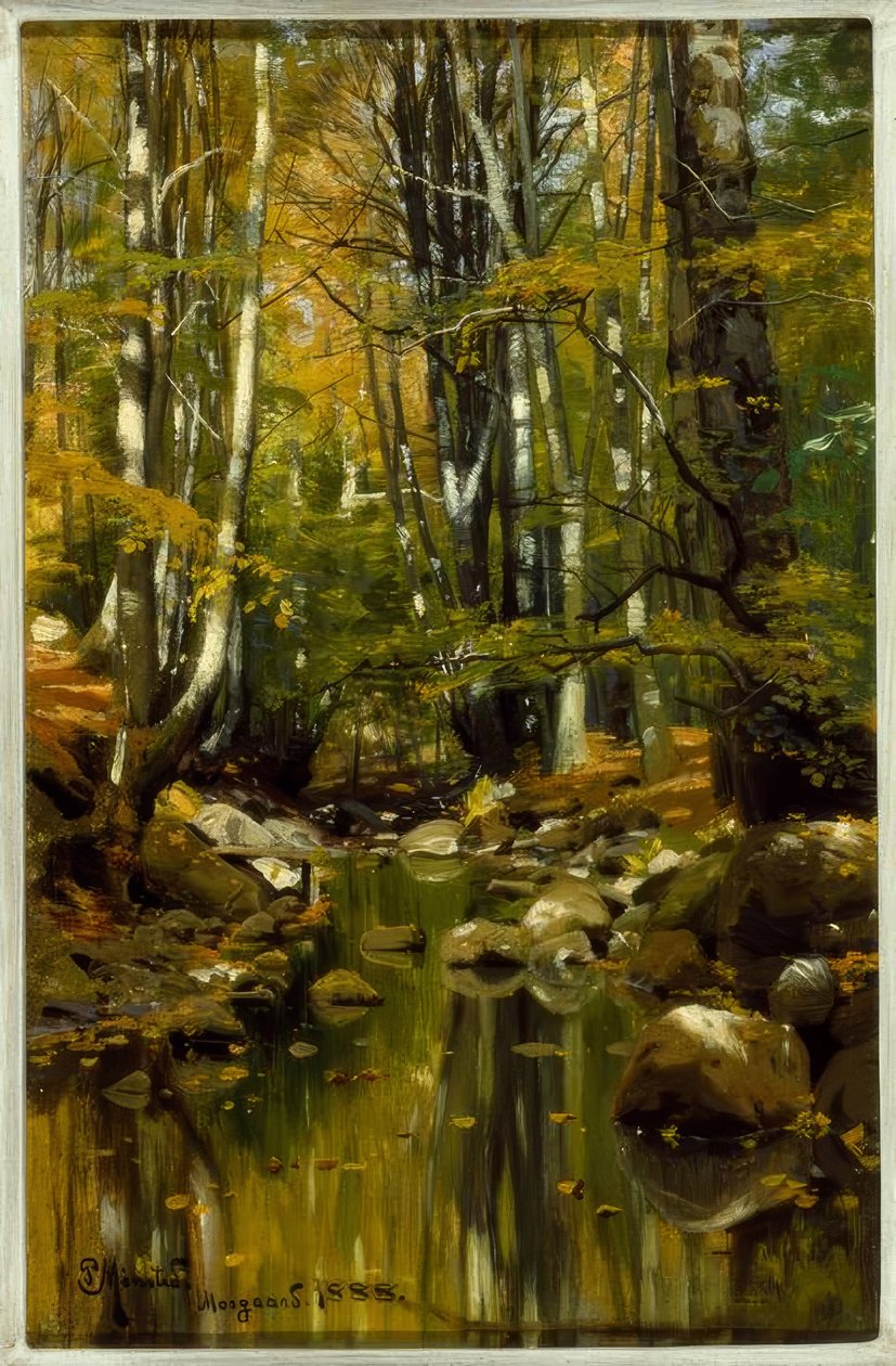 Skovstrøm i sensommeren af Peder Monsted