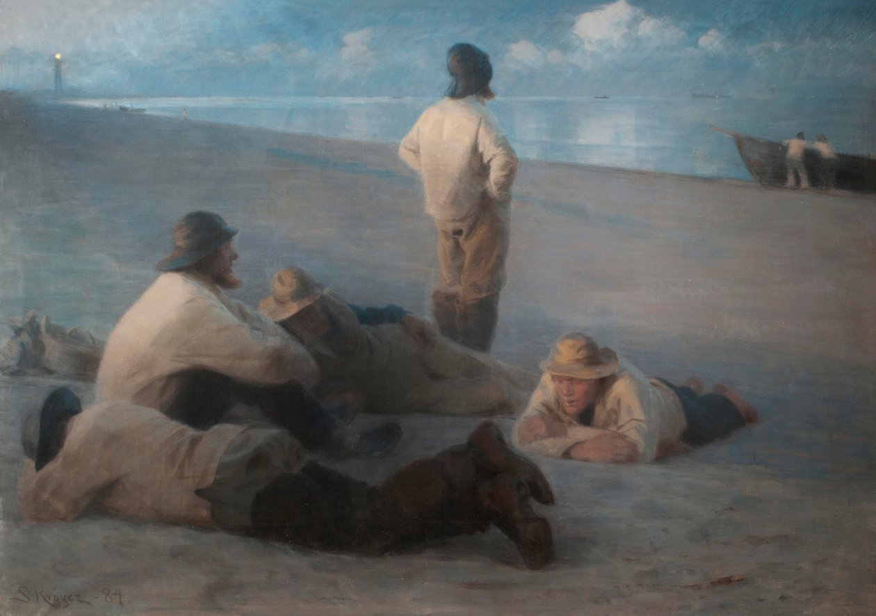Sommeraften på stranden ved Skagen, 1884 (pastel på lærred) af Peder Severin Krøyer