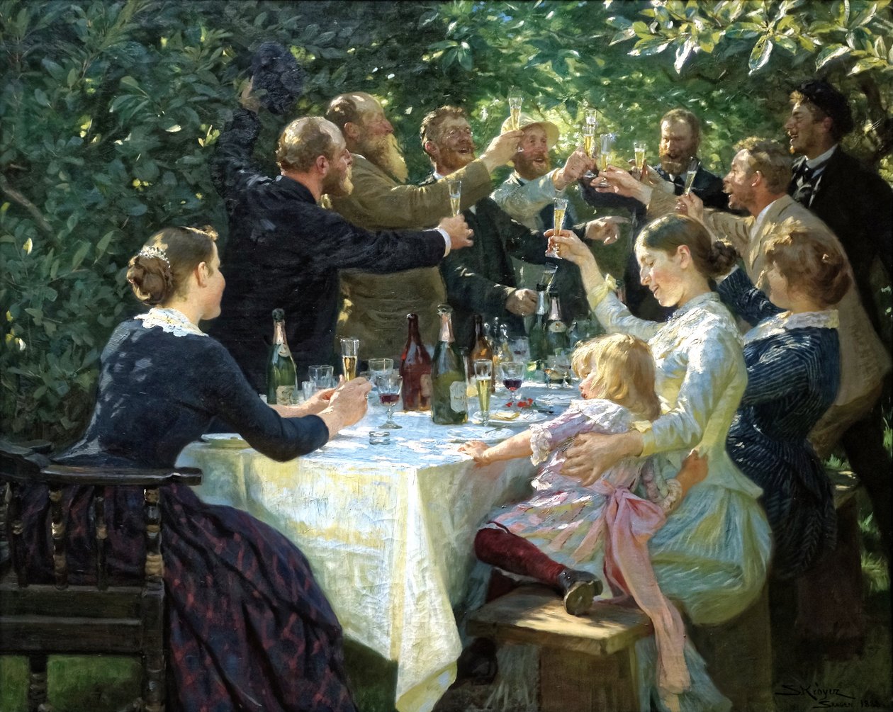 Dansk:  Hip, hip, hurra! Kunstnerfest i Skagen Hip, Hip, Hurra! af Peder Severin Krøyer