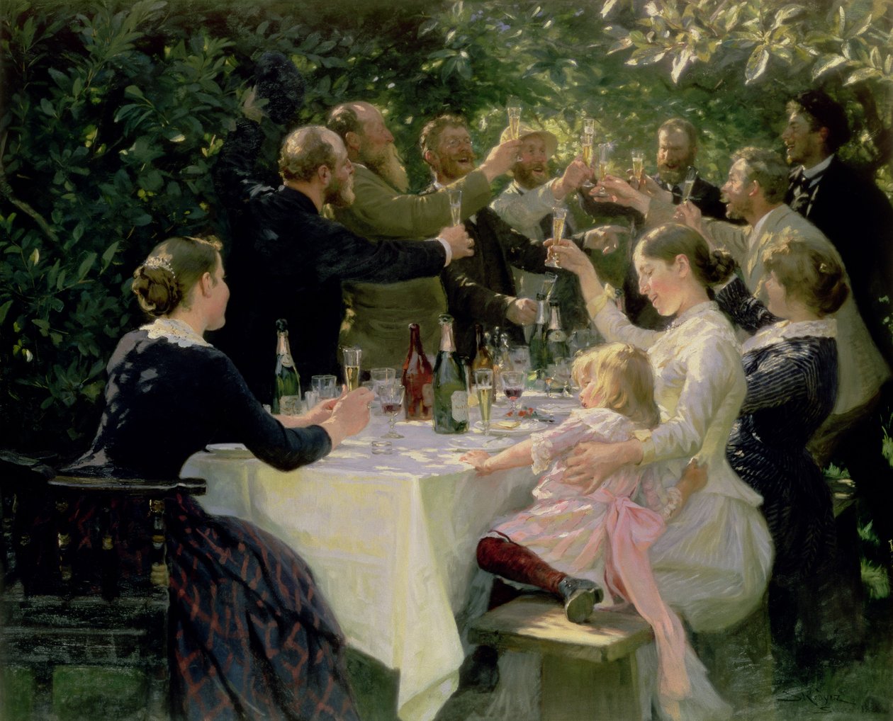 Hip Hip Hurra! Kunstnerfest i Skagen, 1888 af Peder Severin Krøyer