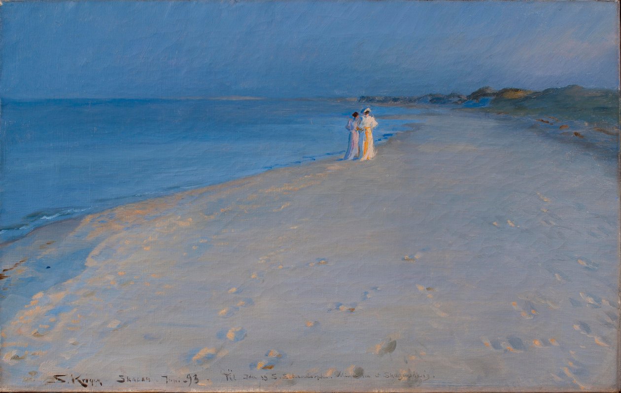 Summer evening at the South Beach, Skagen. Anna Acher and Marie Krøyer af Peder Severin Krøyer