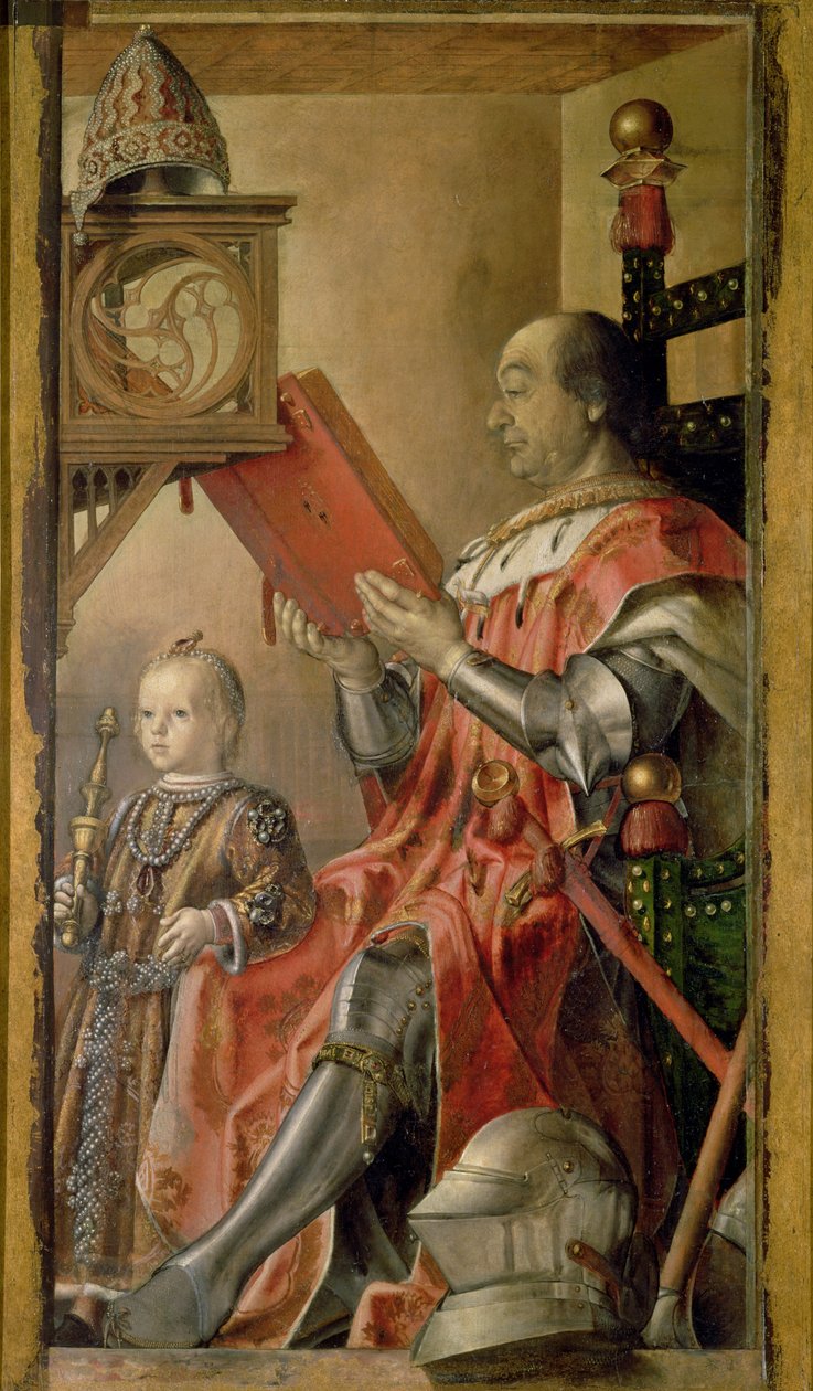 Portræt af Federigo da Montefeltro, hertug af Urbino (1422-82) og hans søn Guidobaldo (d.1508) af Pedro Berruguete