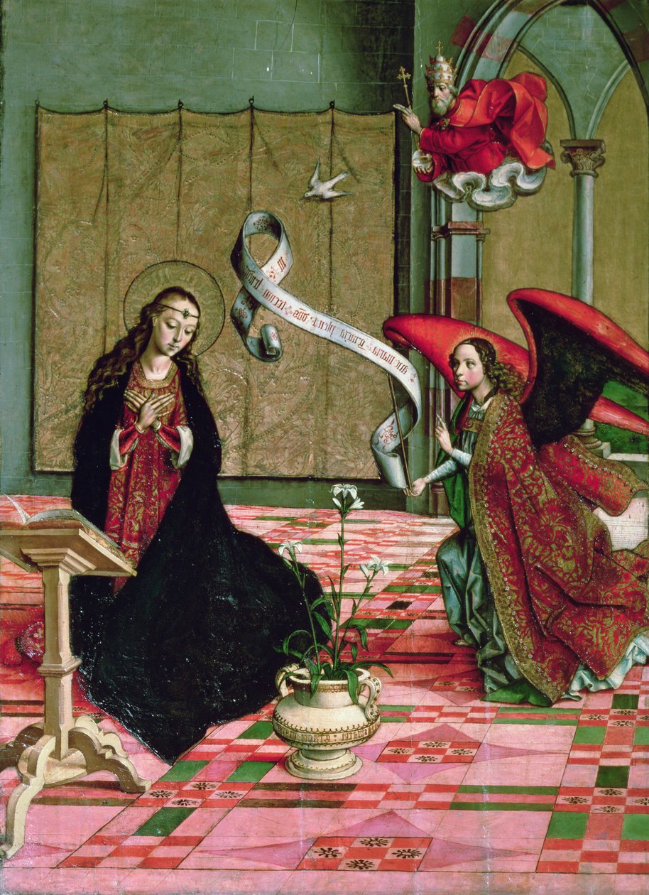 Bebudelsen, detalje fra Altertavlen af St. Anne og Jomfruen af Pedro Berruguete