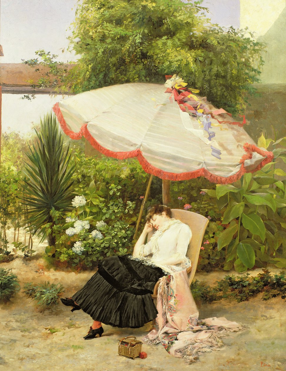 Pige under en parasol af Pedro Lira
