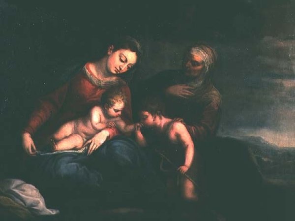 Jomfruen og Barnet med St. Elizabeth og Johannes Døberen af Pedro Atanasio Bocanegra