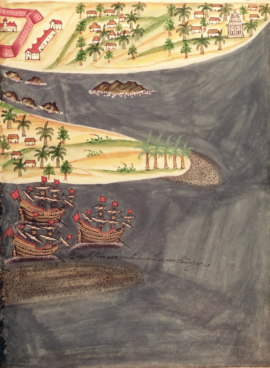 Sloane 197 f.182 Udforskningskort over Surat, i Gujarat-distriktet i Indien, illustration fra 